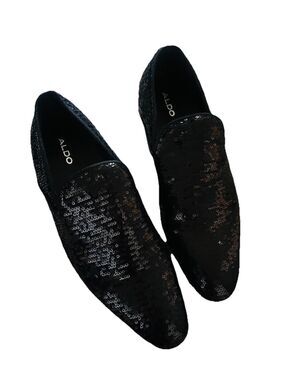 Aldo Black Sequin Michael Jackson Inspo Cosplay Men's Slip-On Dress Shoe SZ 8